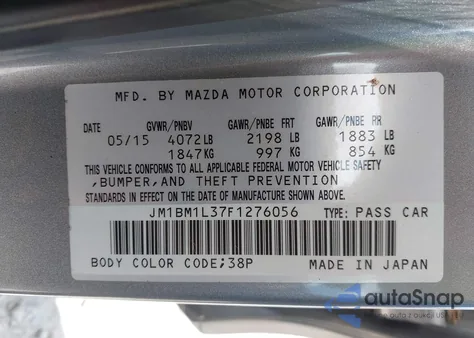 2015 Mazda Mazda3 S Touring из США, поврежденный, VIN JM1BM1L37F1276056